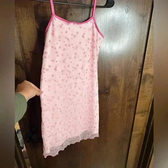Vintage Cupid USA mesh floral pink mini dress Size 13/14 Women’s Large - Picture 6 of 8